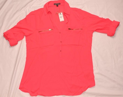 Express Women's Long Sleeve Button-up Pink Shirt NWT Size M