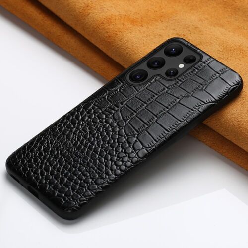 Housse en cuir véritable pour Samsung Galaxy S23 S24 Ultra Crocodile Armure - Photo 1 sur 28