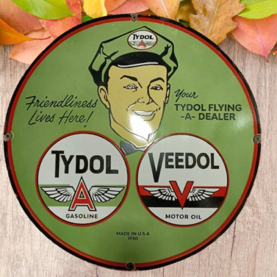 Taydol veedol  Pure Porcelain Enamel Heavy Metal Sign 30  Inches Double Side