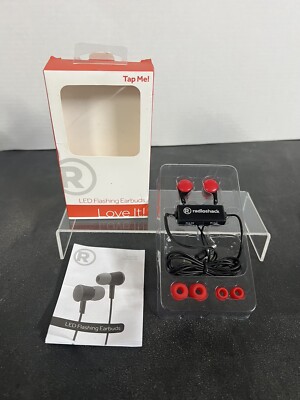 RadioShack Earbuds (Red) Flashing LED Open Box