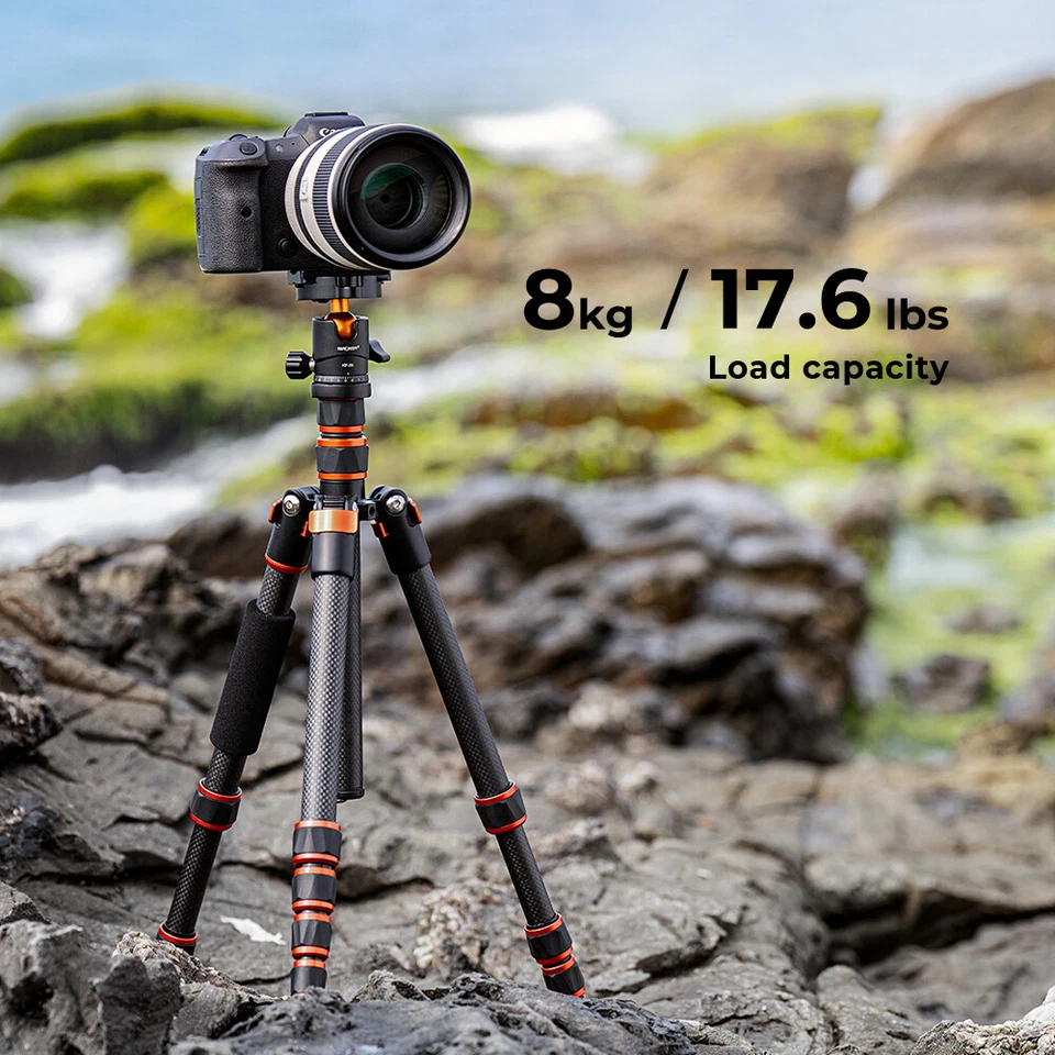 K&F Concept 60 in Carbon Fiber Camera Tripod Compact Travel Tripod for SLR DSLR - Image 3 of 4