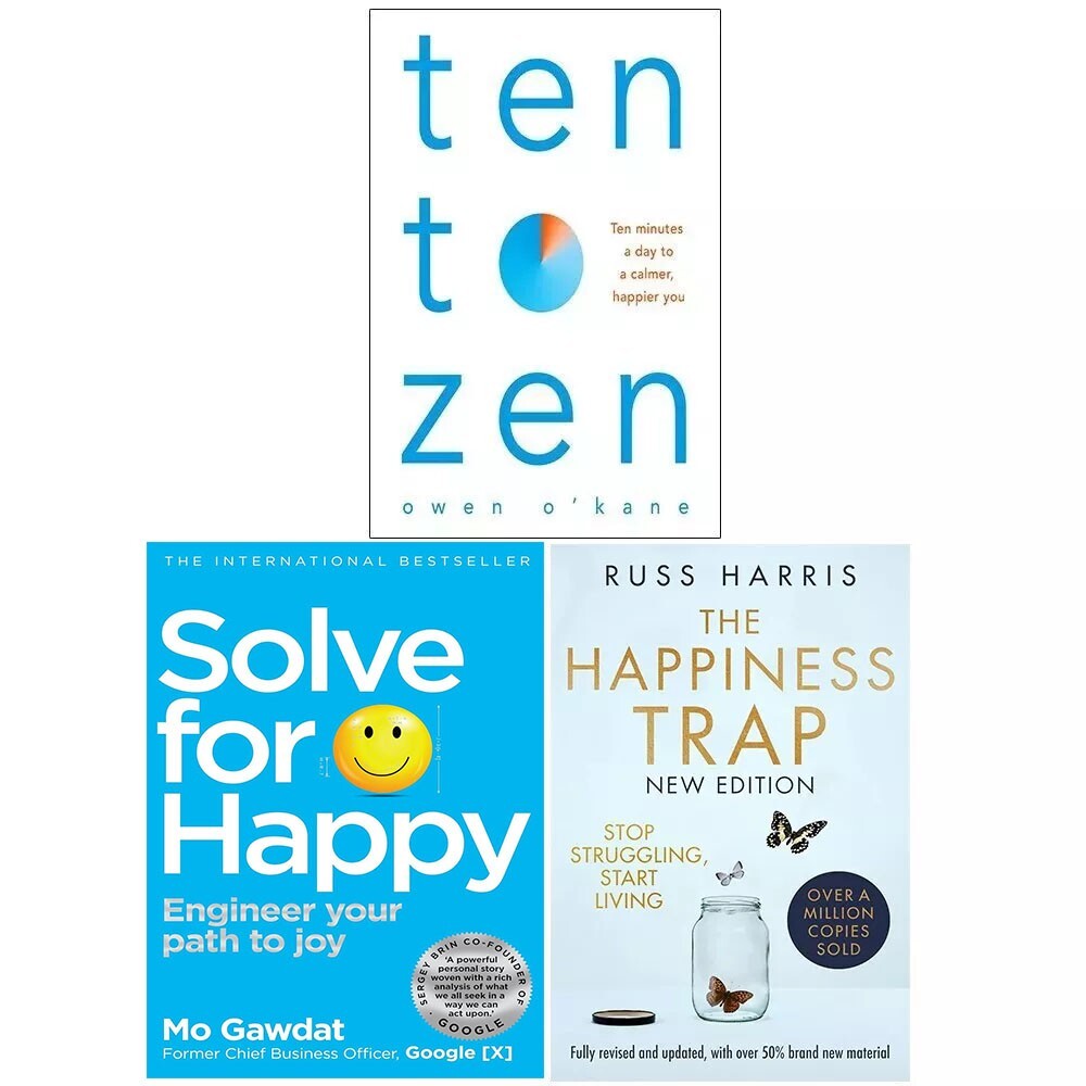 Ten to Zen, Solve For Happy, Happiness Trap 3 Books Collection Set