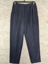 Preston & York Pants Womens 12 Blue Pleated Tapered High Rise Pockets 31" Inseam