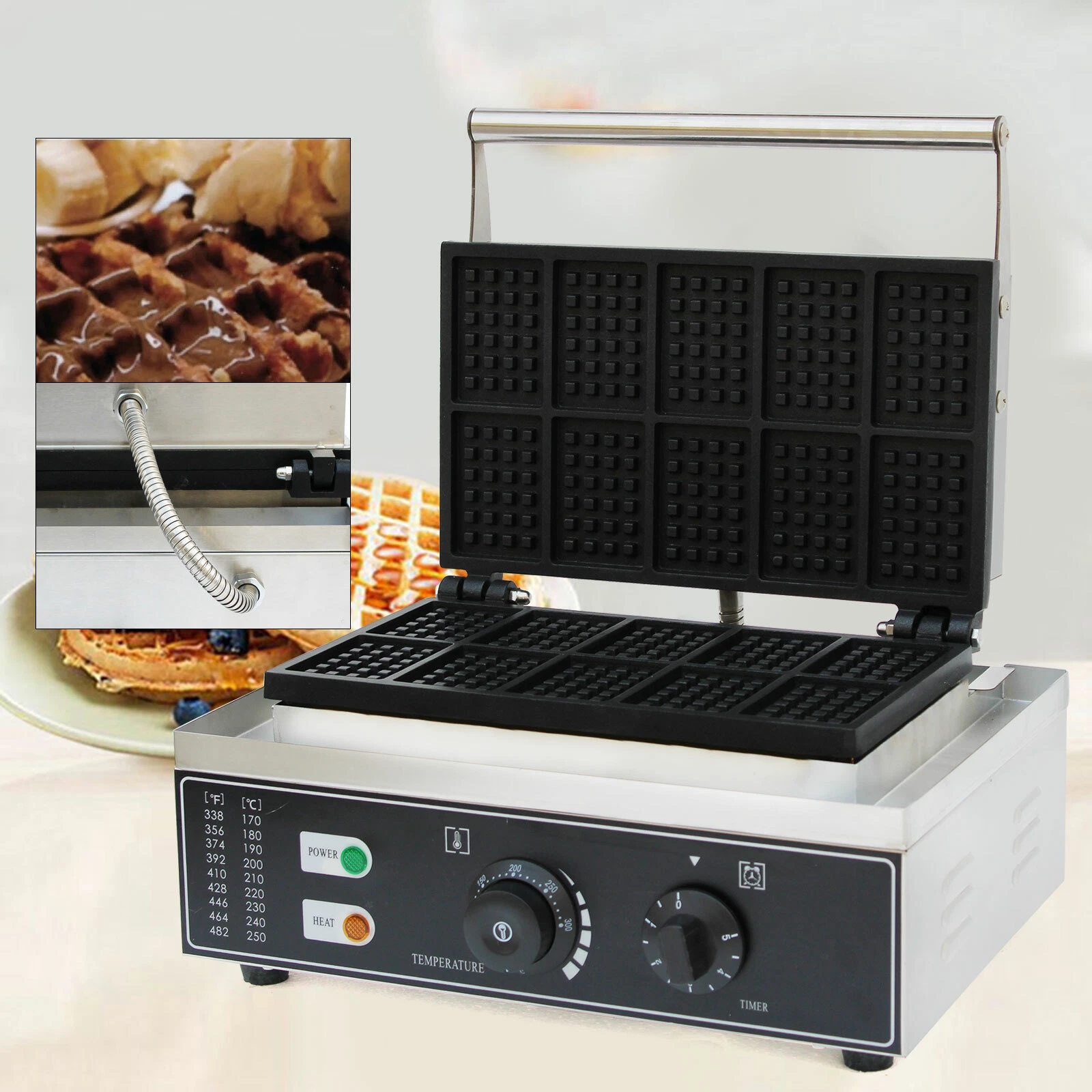 Commercial Nonstick Electric Waffle Maker Waffle Baker Machine 1500W NEW