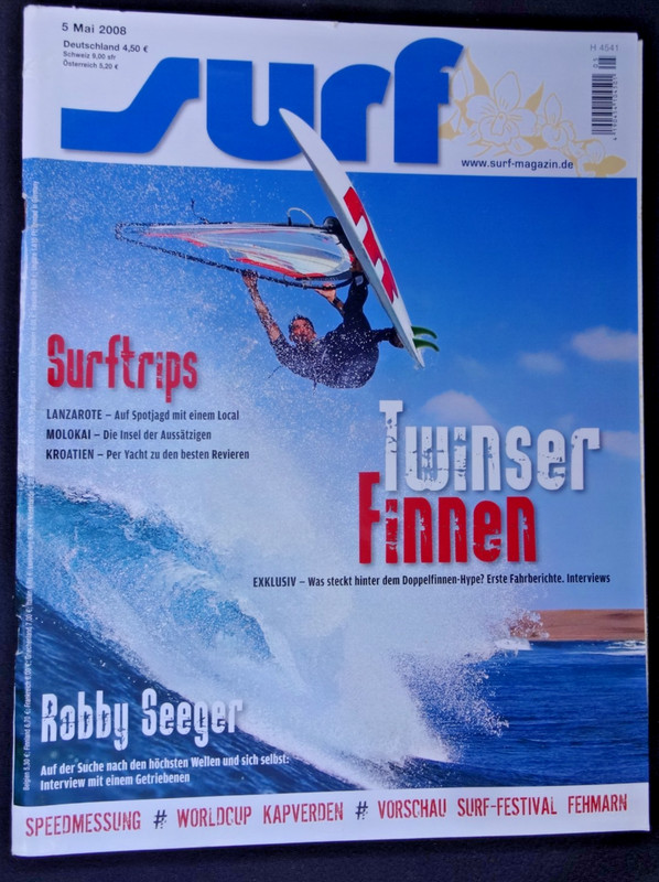 SURF MAGAZIN 5/08, EXOCET SCROSS,F2 XANTOS,GAASTRA GTX,RRD LONGRIDER,CD WAVE LTD