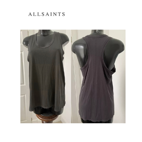 Allsaints Womens Ami Vest Ink Blue Tank Tee Designer Fashion Top Size 4 Only