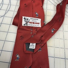 Vintage Men's Red Balancine Mickey Mouse Tie Made In USA