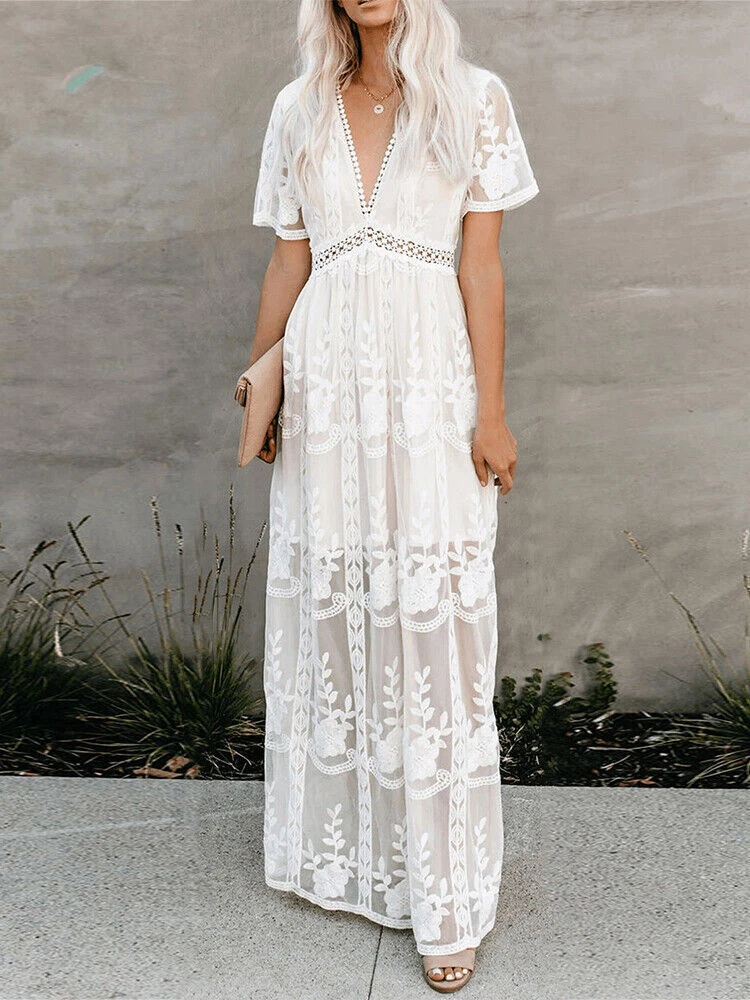 White dress cheap bohemian