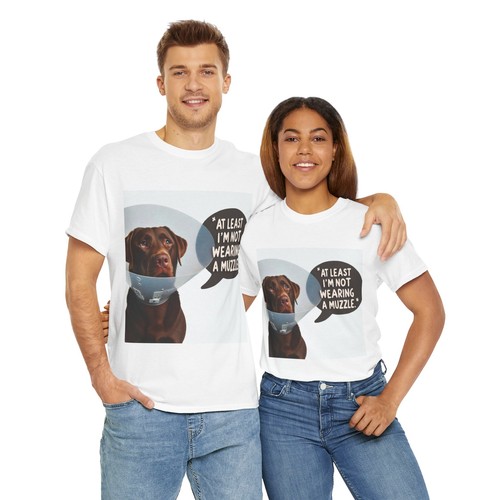 Unisex Adult T Shirt Humorous Labrador Protective Cone Lab Dog Pet Lover Humor - Picture 10 of 25