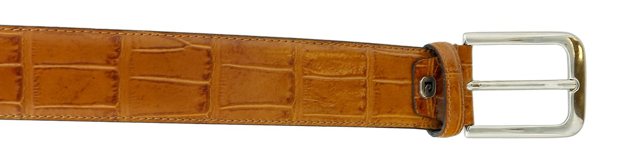 Pierre Cardin Shiny Brown Embossed Classic Buckle Adjustable 