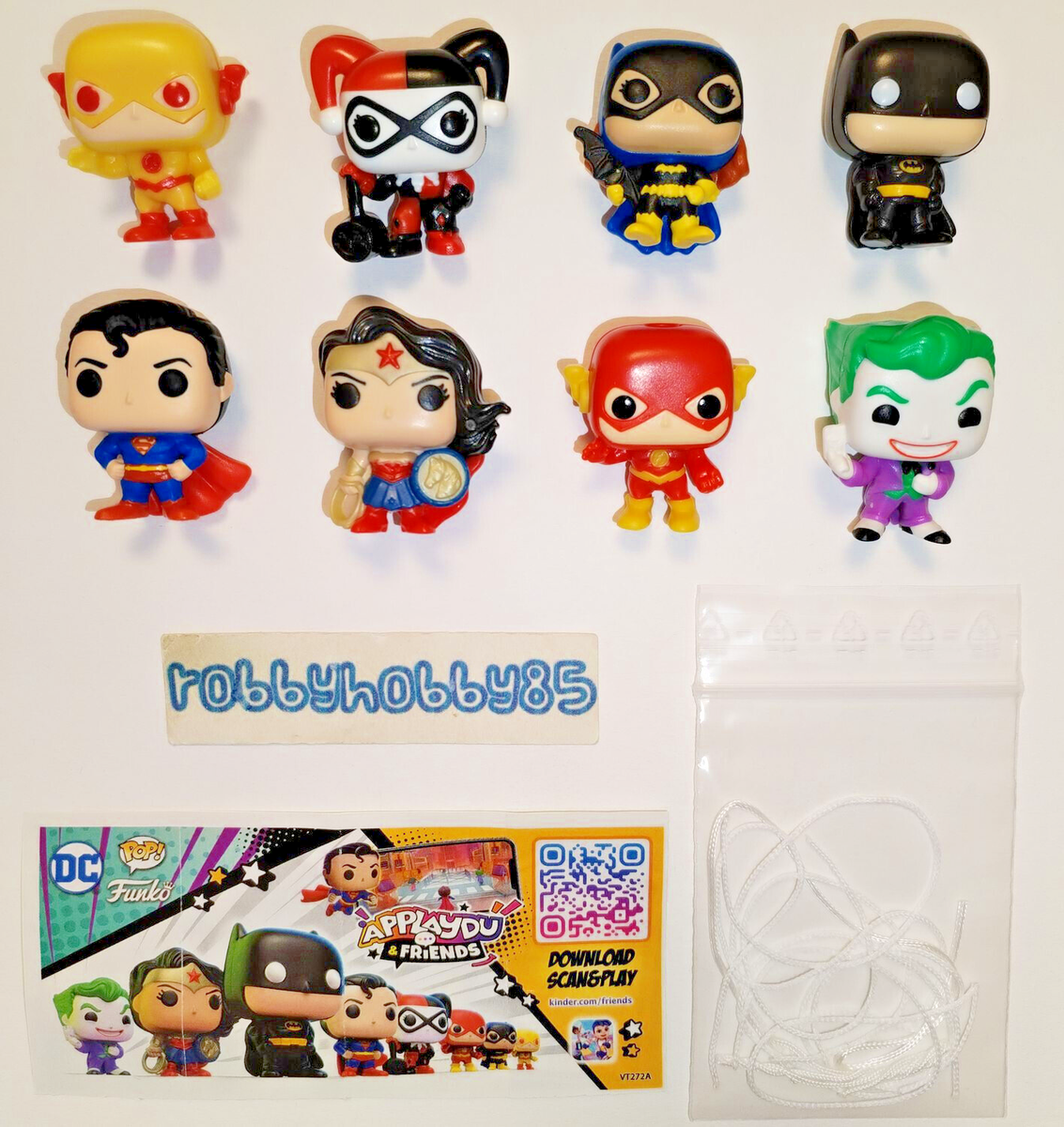 DC COMICS FUNKO POP COMPLETE SET OF 8 FIGURES KINDER JOY SURPRISE