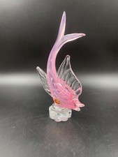 Statua statuetta soprammobile MURANO VETRO PESCE onda rosa