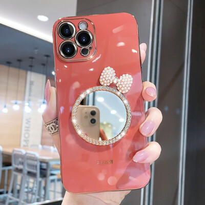 For iPhone 12 11 Pro Max XS XR 7 8 Glitter Bling Butterfly Diamond Mirror Case