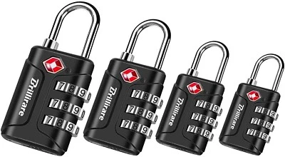 BRANDED 1 or 4 Pack TSA Approved Luggage Lock Combination Travel Padlock 3-Digit Waterpr