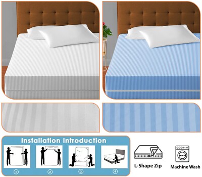 100 % Baumwolle SATIN Gesamtgehäuse Abdeckung Reißverschluss Voll Matratzenschoner Doppel