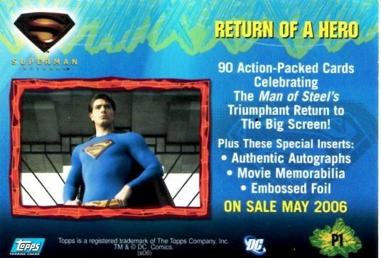 Superman Return of a Hero  - Promo # P1 Card - 2006 Topps - NM - Image 2 of 2