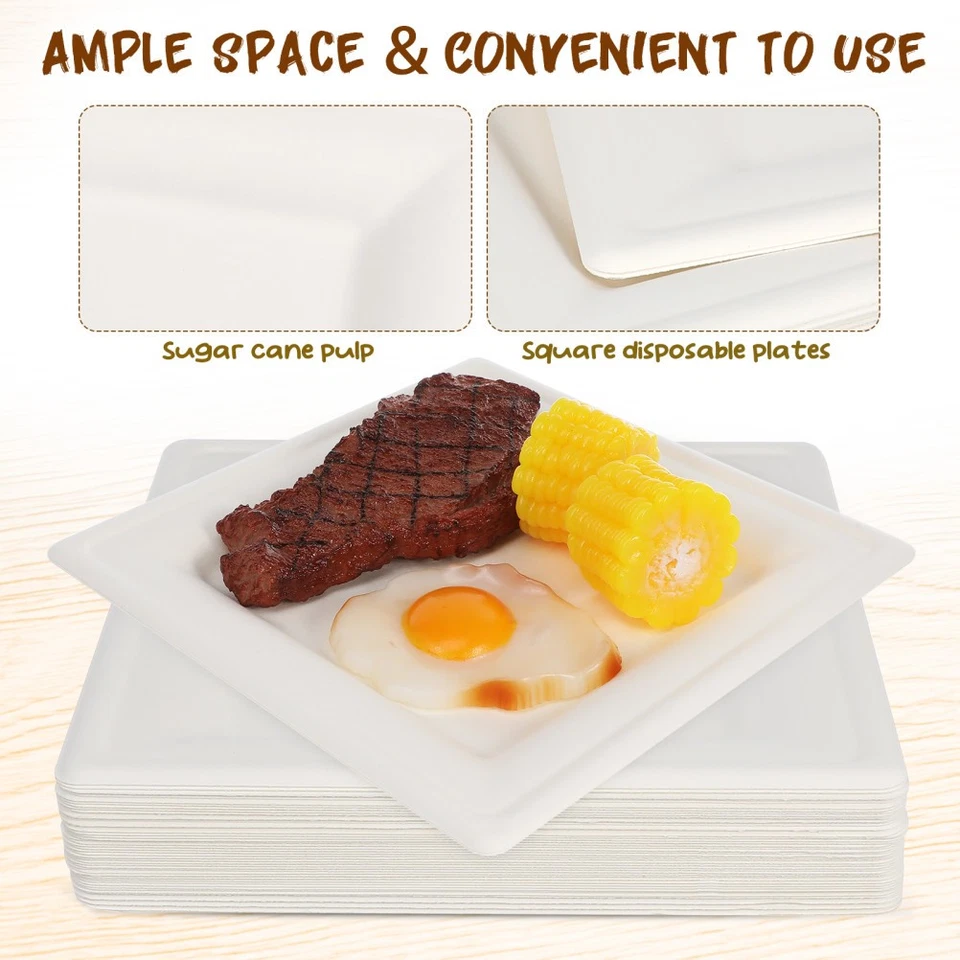  50 Stück Einwegteller, quadratisch, Einweg-Servierplatten, Partyteller, - Bild 2 von 4