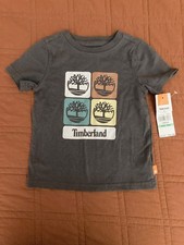 NWT - TIMBERLAND Gray Graphic Logo Cotton Short Sleeve Crew Neck T-Shirt - 18 Mo