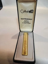 Colibri Brass Electro Quartz Lighter vintage Box Orignal Gold tone