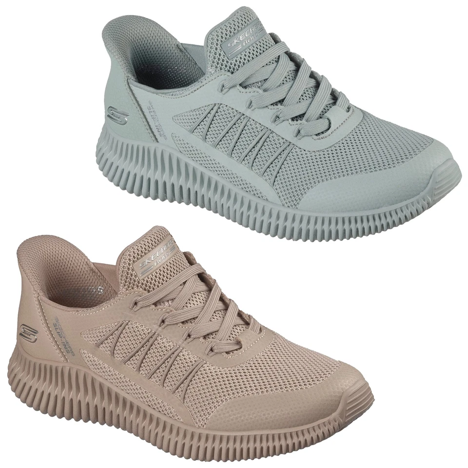 Skechers Ladies Slip-ins BOBS Geo Lite Divine Pace Trainers Mémoire Mousse Shoes - Photo 1/1