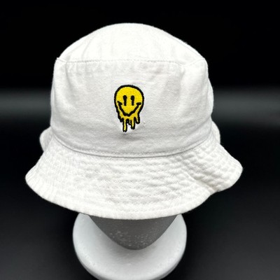 The Artist Collective Hat Mens White Bucket Cap Wide Brim Smiley Outdoor