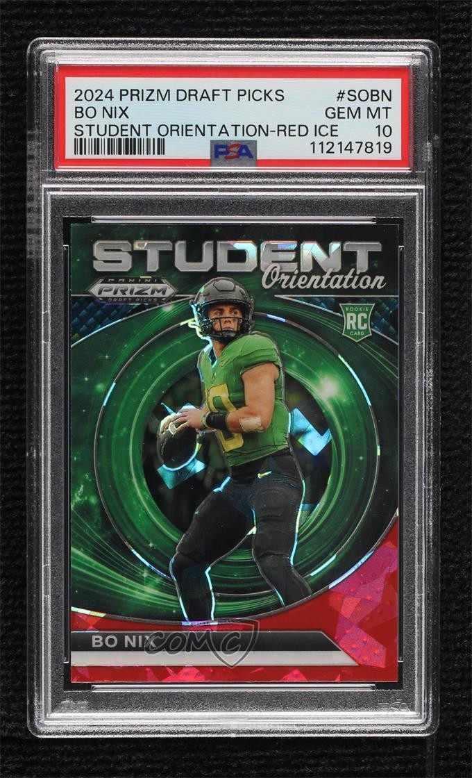 2024 Prizm Draft Picks Student Orientation Red Ice Bo Nix PSA 10 Rookie RC 0ma6