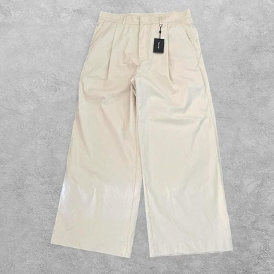 Massimo Dutti Pleated Wide Leg Pants Beige Sand 10 Office Siren