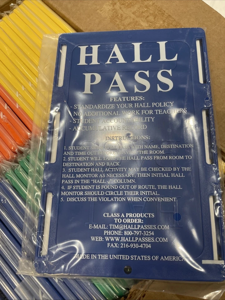 Qty 54 New Class A Plastic Classroom 9"x6" Hall Pass Holders High Visibility - Image 2 of 3