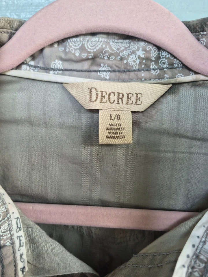 Camisa Western Para Hombres Decree Neutral Tie-dye Plateada y Gris Grande L/S Bordada Foto 2 de 4