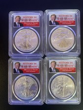 2017 Trump Silver Eagle, First Strike, MS70, 4 coin set with serial #'s in order