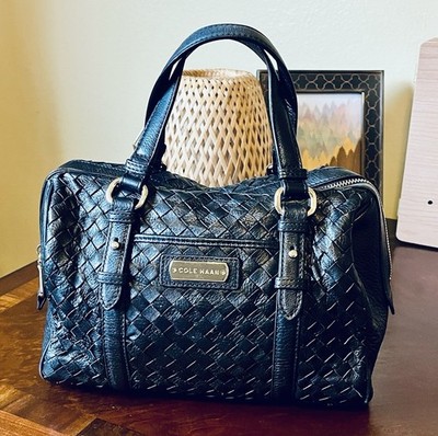 Cole Haan Women's Barrel Satchel Leather Handbag- Storm Cloud Black  $328 NWOT