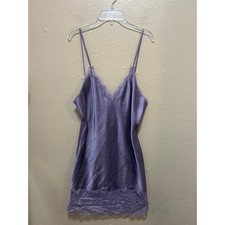 Victoria's Secret Lavender Satin Lace Trim Slip Dress Camisole Lingerie M