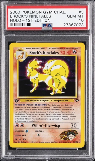 2000 POKEMON GYM CHALLENGE HOLO-1ST EDITION #3 BROCK'S NINETALES PSA 10