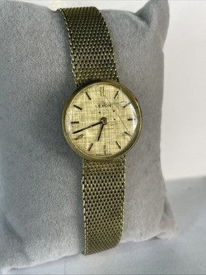 Vintage Lexon Gold Tone Ladies Linen Dial Mechanical Watch