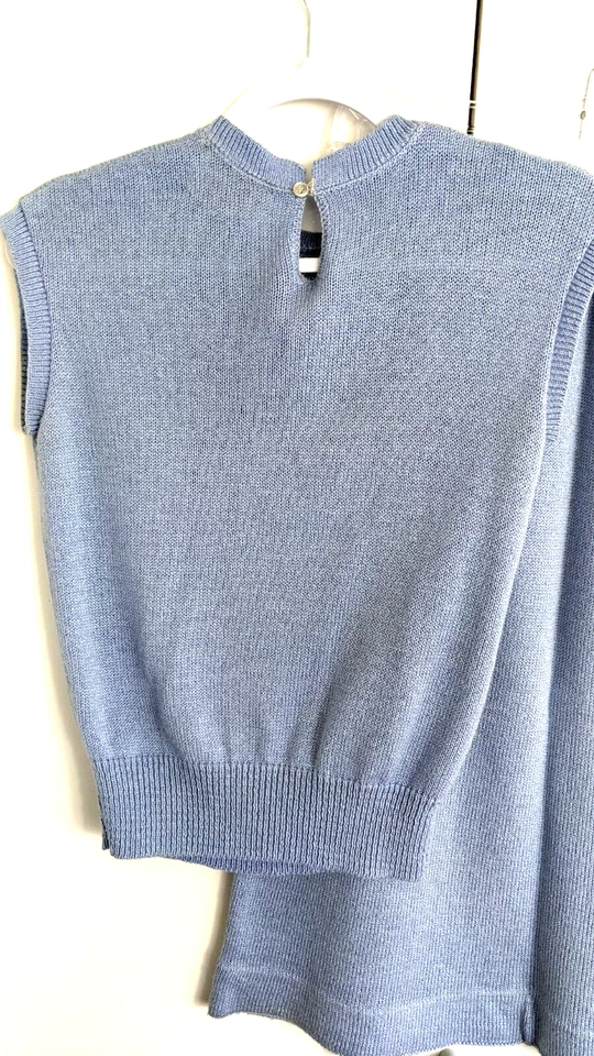 Vintage Jantzen Knit Sweater Skirt Set Light Blue Sleeveless A Line Size Small - Image 4 of 4