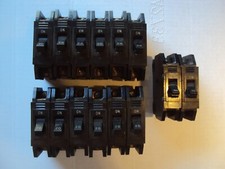 Lot of 14p Square D Circuit Breakers 1 Pole 12p 20 AMP , 2p 15A