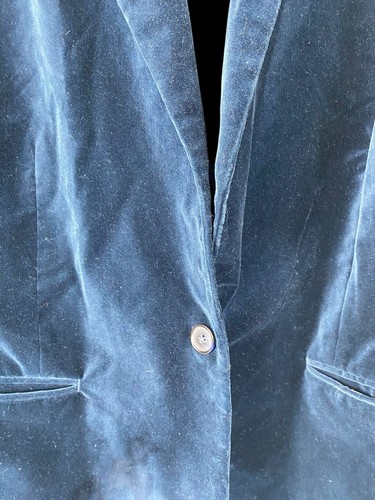 Lands End Velvet Blazer 24W 3X Blue Green Womens Career Preppy Academia Jacket - Picture 5 of 10