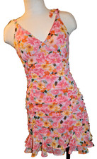 Lily Rose ruched XS floral NWT mini dress fully lined very sassy