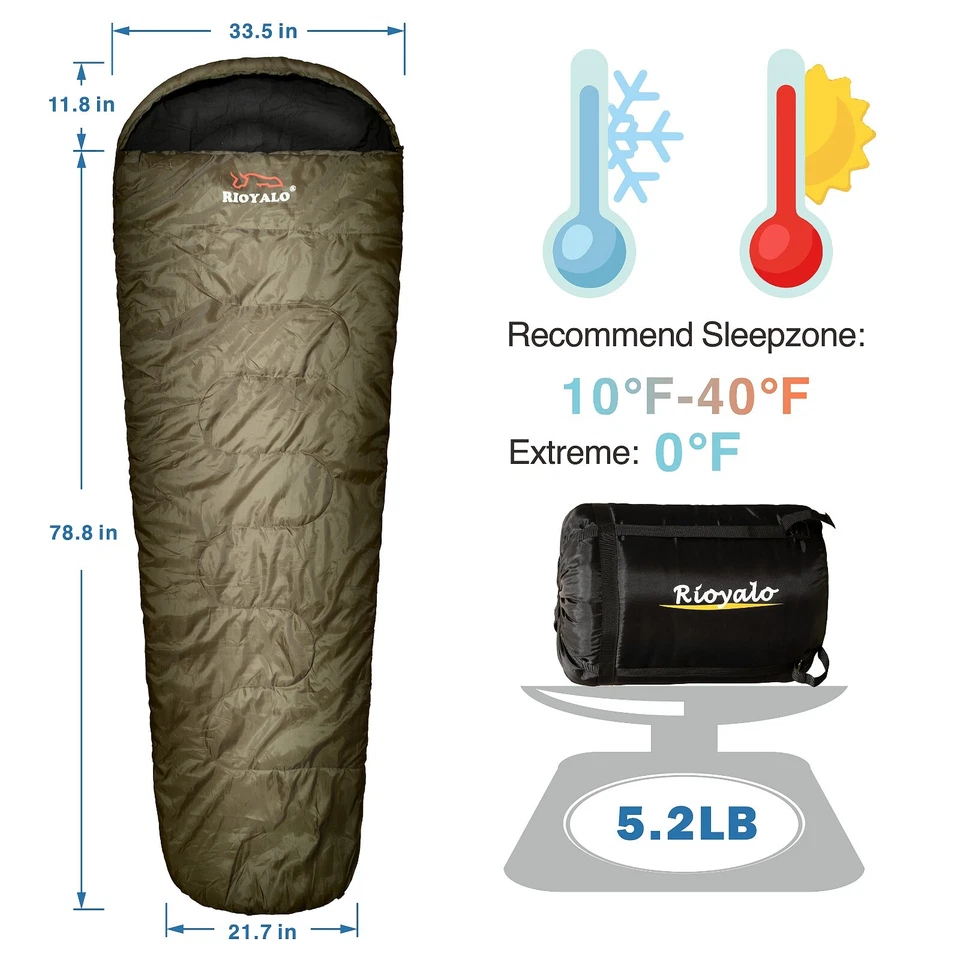 0 Degree Cold Weather Winter Sleeping Bags for Adults Big & Tall - Mummy w. Sack - Image 2 of 4