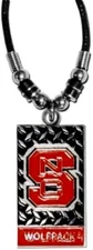 NCAA North Carolina Wolfpack Gridiron Plate Necklace by Siskiyou Sports, 18"