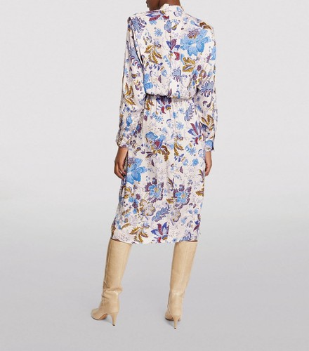 Isabel Marant Etoile Femmes Okleya Floral Manches Longues Imprimé Midi Robe S 34 - Photo 4 sur 21