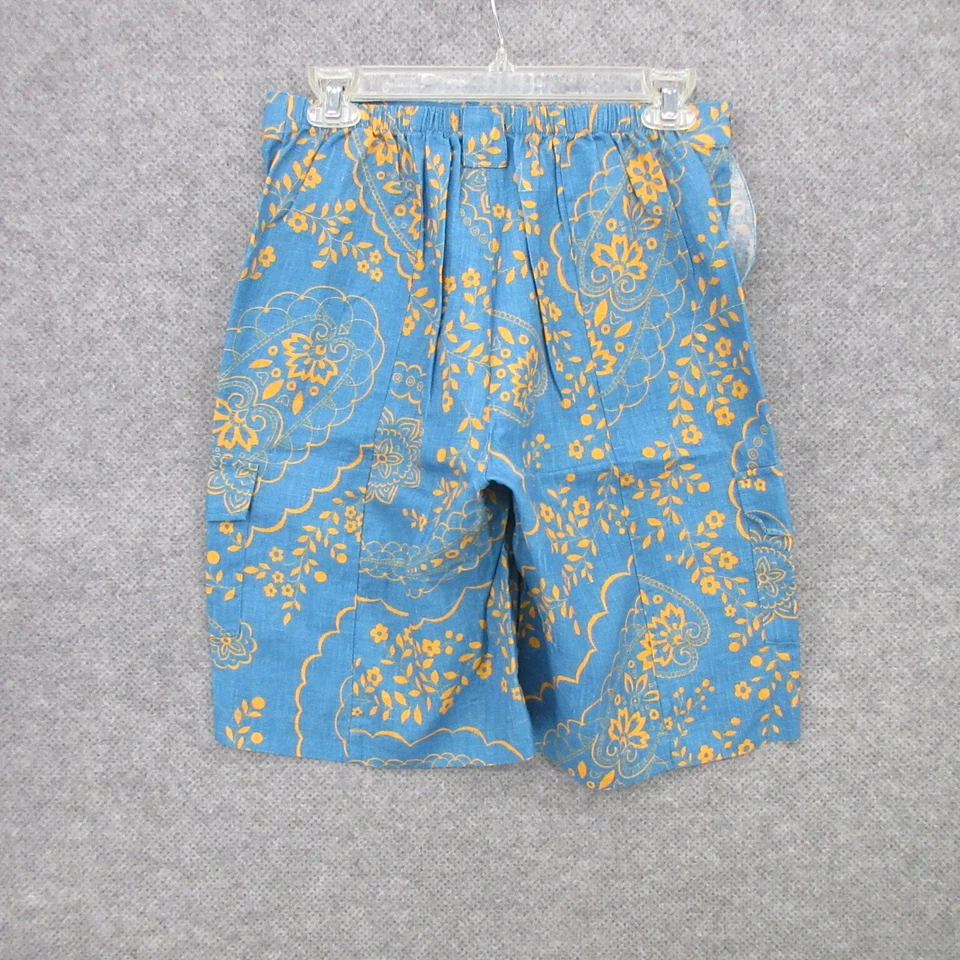 Pantalones Cortos de Lino FLAX Designs P Carga Cintura Elástica Cierre de Botones Floral Nuevos Foto 2 de 4