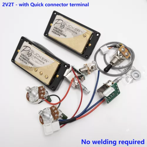 For Gibson ProBucker Guitar Alnico 5 Humbucker Pickup Solder-Free 2V2T Push Pull