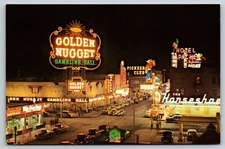 Fremont Street Las Vegas NV Postcard Union Pacific RR Issued Old Cars Shell Gas