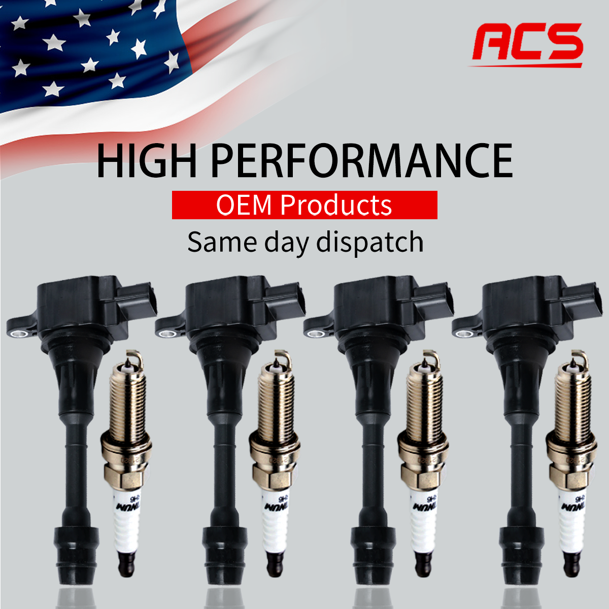 OEM 4X Ignition Coil Set with 4 Iridium Spark Plugs for Nissan Altima X-Trail 2.5L UF350