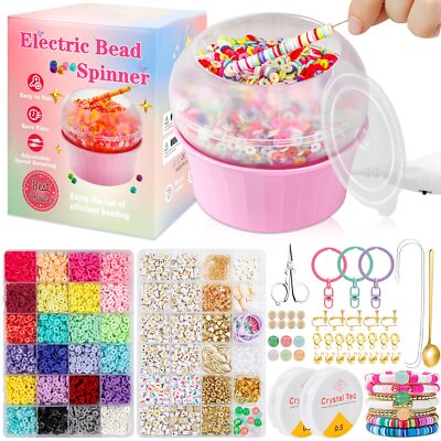 All-in-One Electric Bead Spinner with 7200 PCS Clay Beads for Necklaces