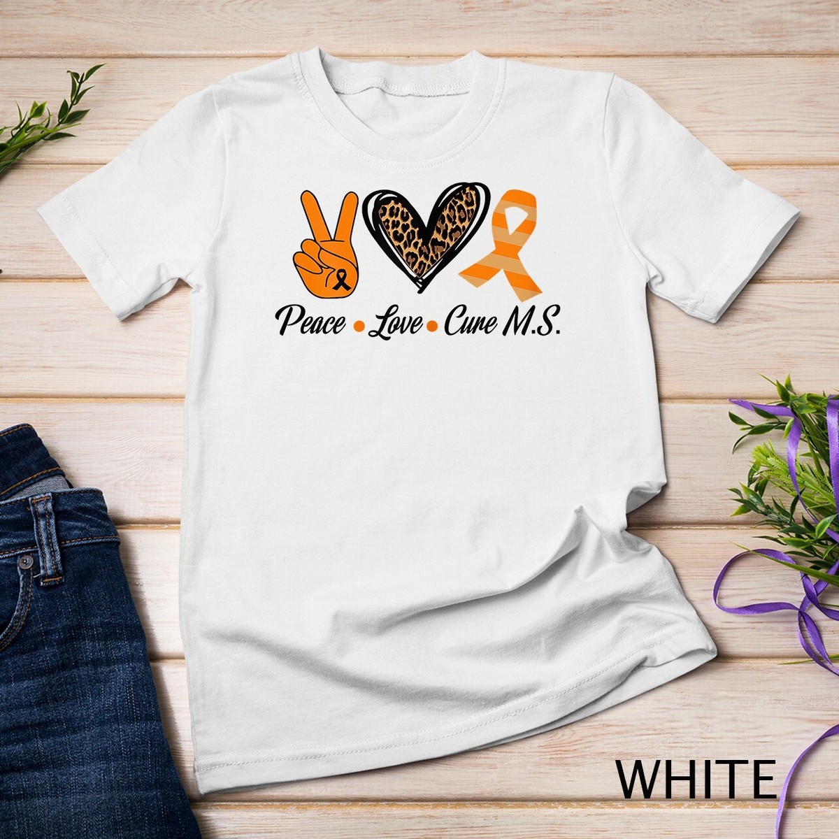Womens Multiple Sclerosis Awareness Tee Peace Love Cure MS Unisex 