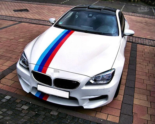 Car Sticker For BMW Engine Hood Tricolor Racing Stripe Vinyl Decal Custom model - Picture 2 of 6