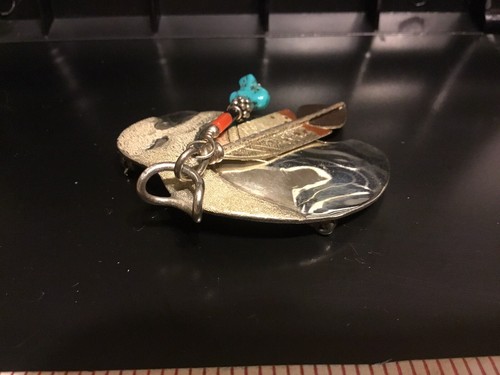 Vintage TM Taylor Hand Signed Navajo Buffalo Brooch Pin Sterling Silver Pendant - Picture 6 of 10