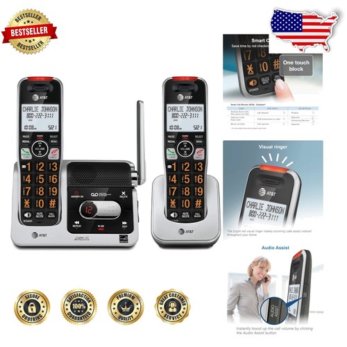 Dual Handset Cordless Phone with Smart Call Blocker & Speakerphone ...